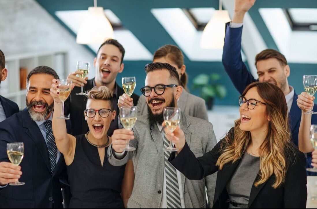 Happy business People making a big toast with champagne Picture
