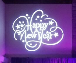 Happy New Year monogram logo with stars on purple background Picture
