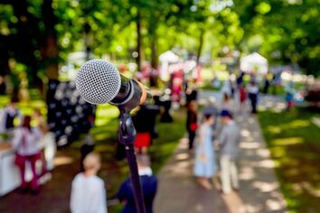 Outdoor microphone at community event fundraiser Picture