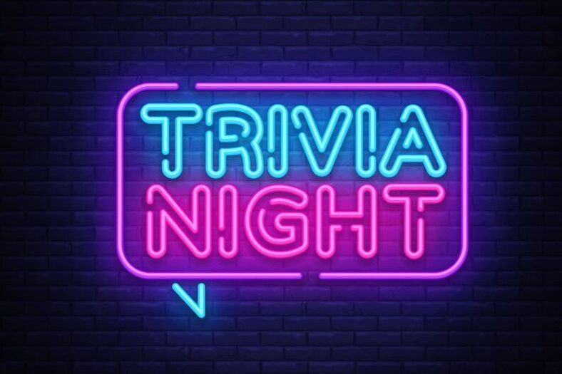Bright neon sign for Trivia night games Picture