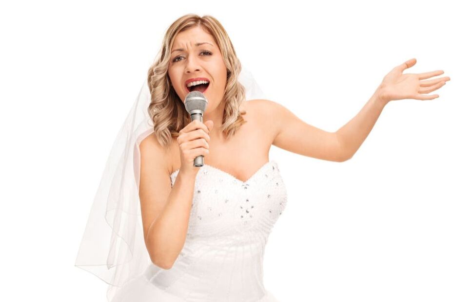 Gorgeous bride singing expressively Picture