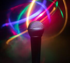 colorful DJ lights with microphone - image